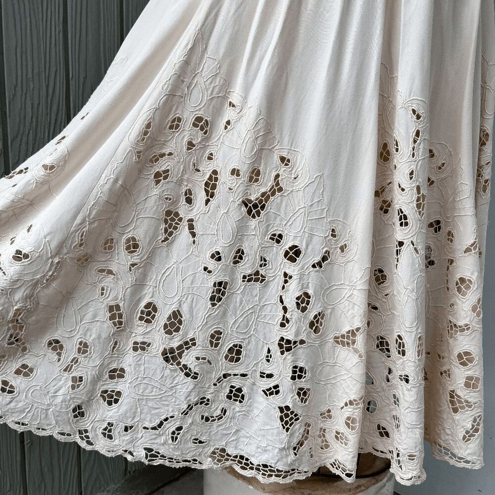 VTG Surya 2pc Lace Set M Boho Bridal Crop Top & Midi Skirt Embroidered - Picture 6 of 11